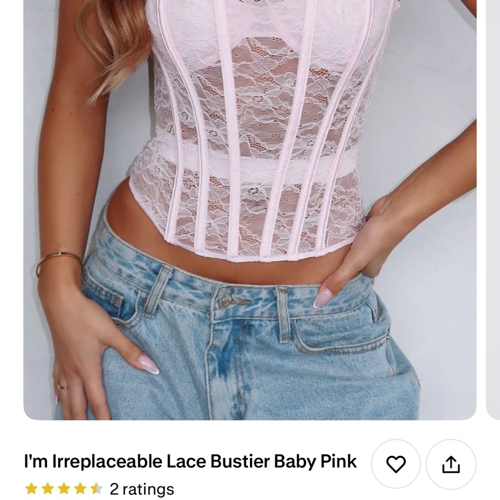 White Fox Boutique Lace Bustier in Soft Pink